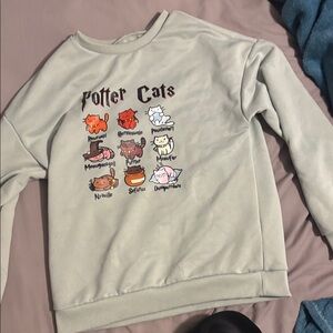 Potter Cats Feline Sweatshirt - Light Gray